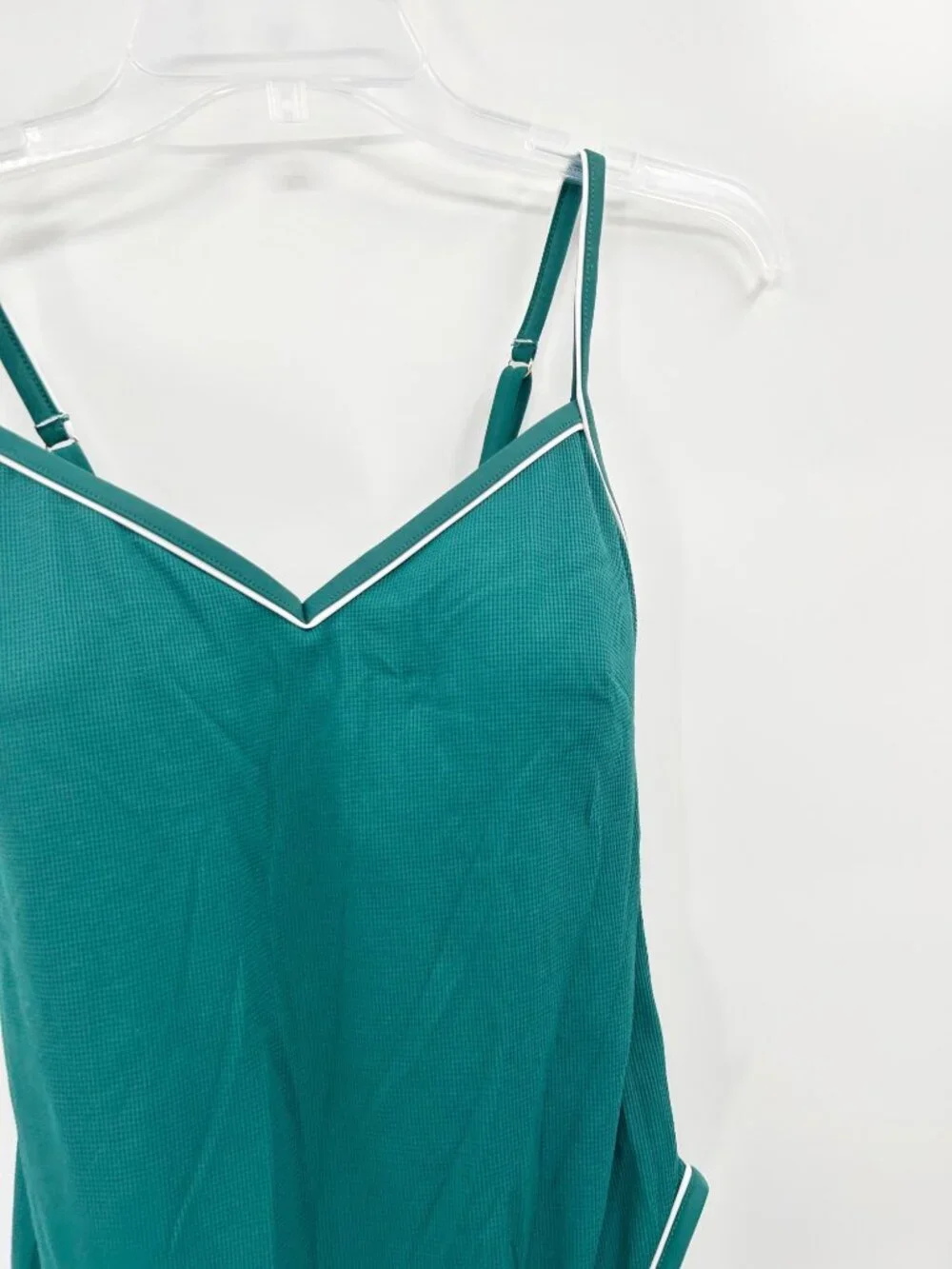 NEW Shade & Shore Piping High Leg Extra Cheeky One Piece Swimsuit - Green - L